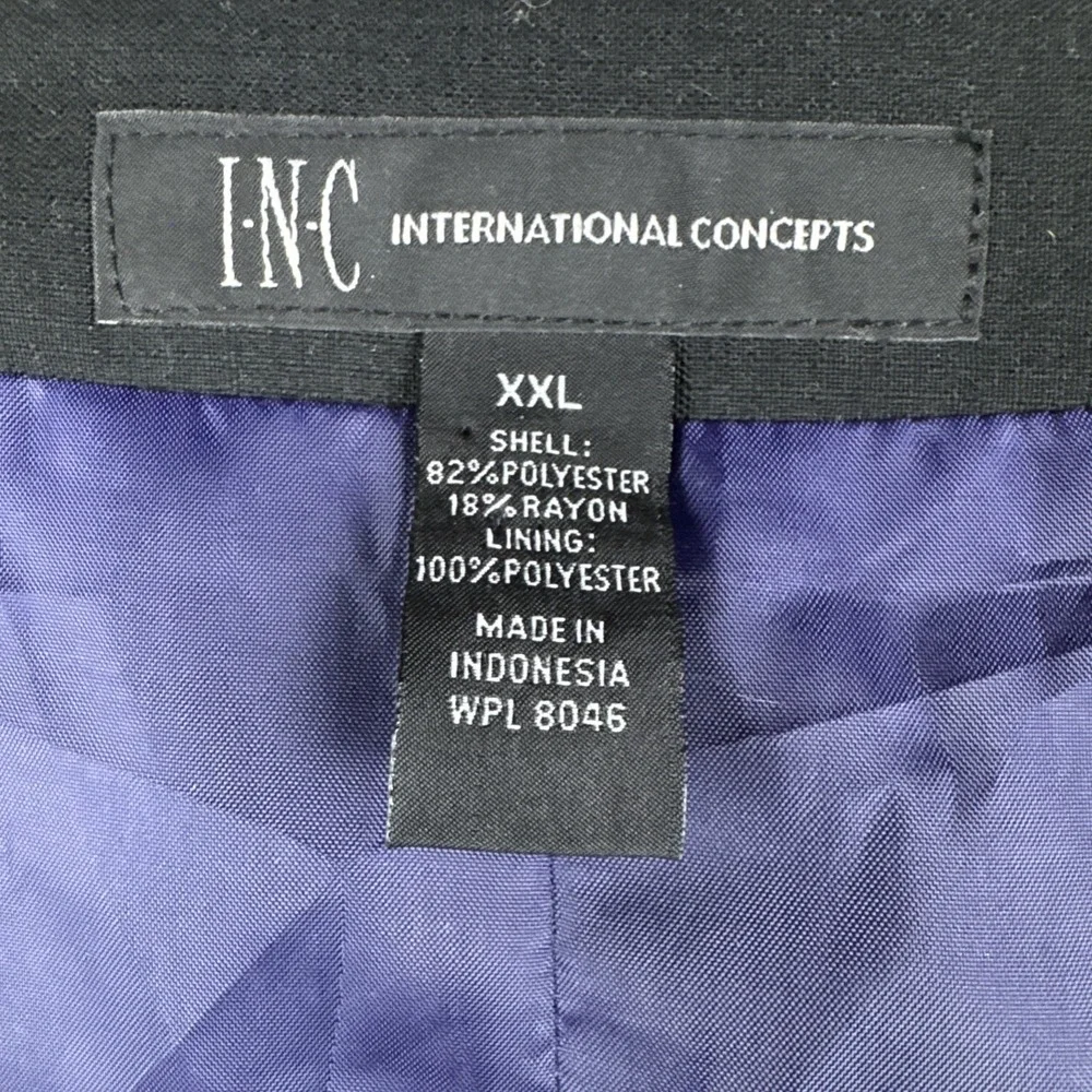 INC International Concepts Suit Vest Mens 2XL Black Purple Lined Polyester